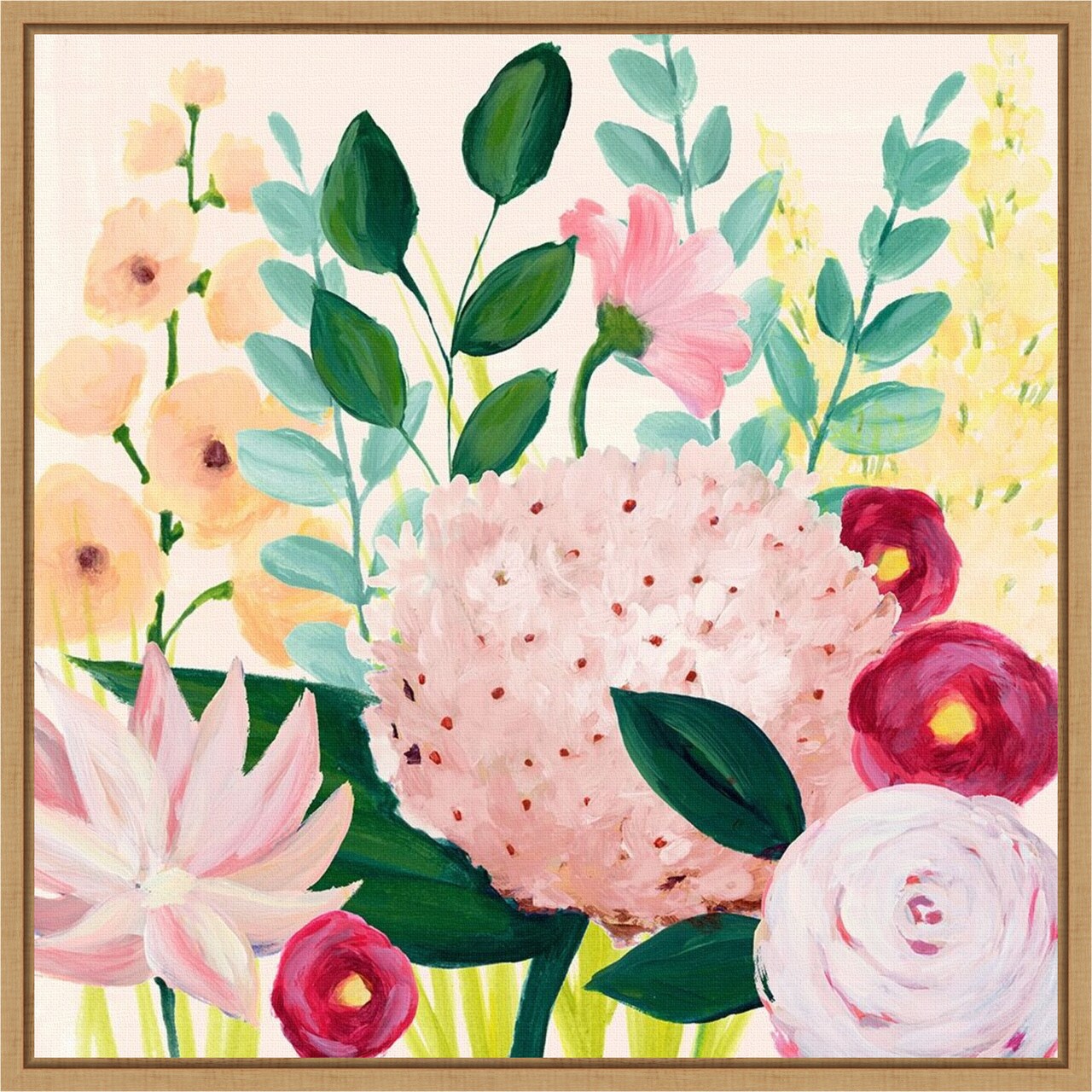 Mothers Day Blooms I by Grace Popp 16-in. W x 16-in. H. Canvas Wall Art Print Framed in Natural